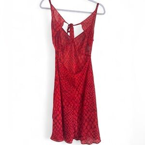 100% Silk Victoria's Secret Snake Print Slip Dress Red